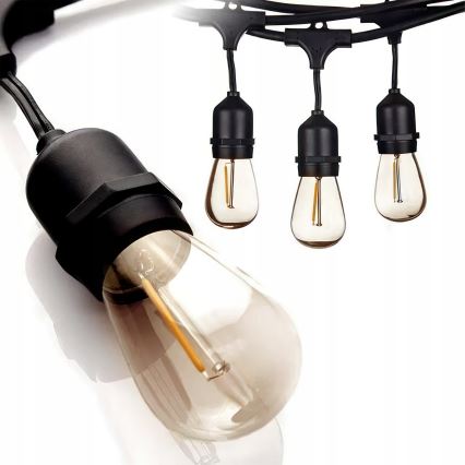 LED spoljašnji dekorativni niz 15xE27/1W/230V 15,94 m IP44 crna