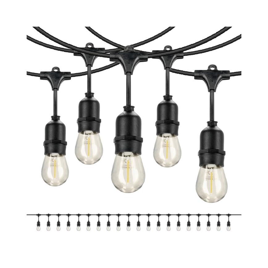 LED spoljašnji dekorativni niz BAJA ST64 20xE27/1W/230V 20,9m IP44 toplo belo svetlo