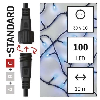 LED spoljašnji lanac 100xLED/10m IP44 plava