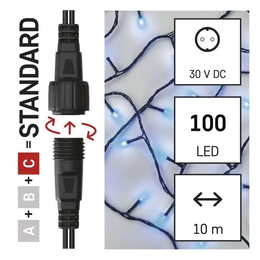 LED spoljašnji lanac 100xLED/10m IP44 plava