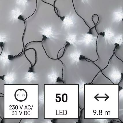 LED spoljašnji lanac 50×LED/8 funkcija 14,8 m IP44 hladna bela