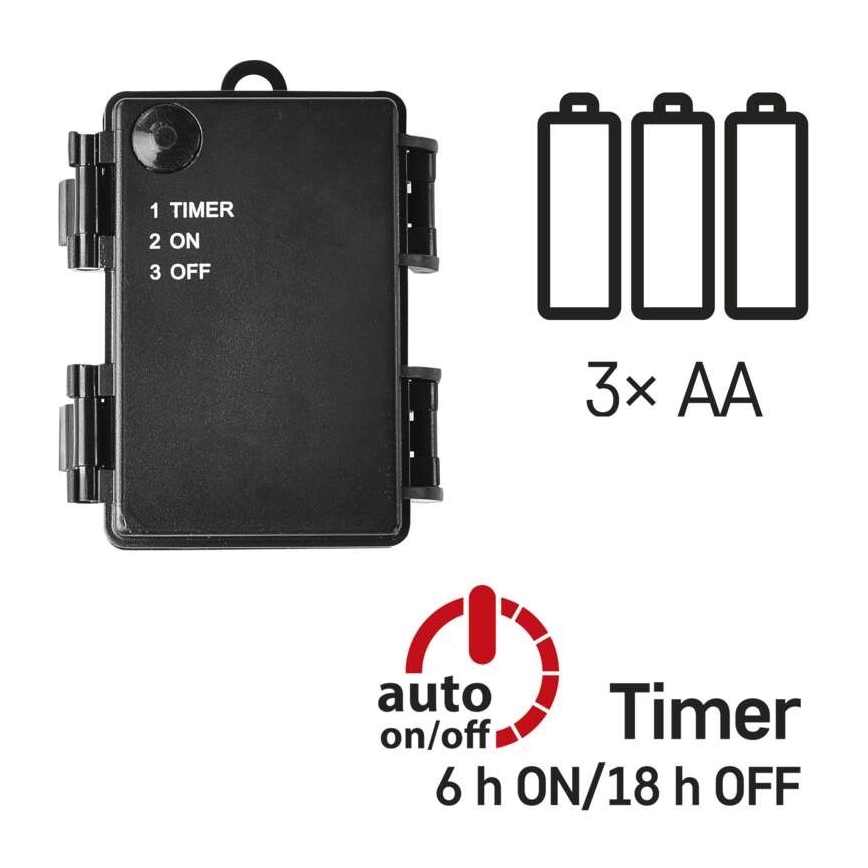 LED spoljašnji lanac 80xLED/3xAA 6,1m IP44 topla bela