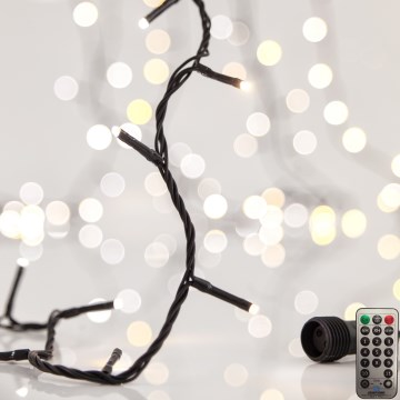 LED spoljašnji lanac CLUSTER 200xLED/8 funkcija 2,1 m IP44 toplo belo + daljinski upravljač