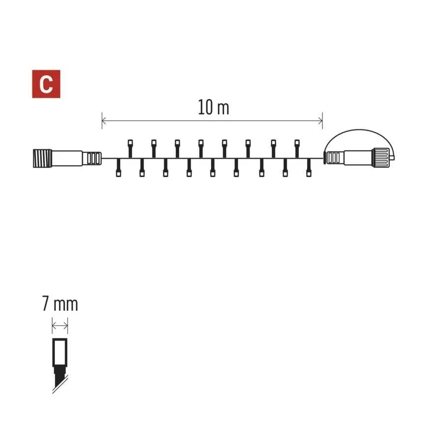 LED spoljašnji niz 100xLED/10m IP44 topla bela