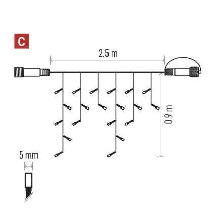 LED spoljašnji niz 100xLED/2,5x0,9m IP44 hladno bela