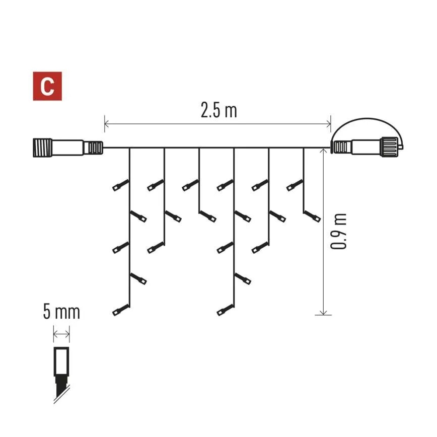 LED spoljašnji niz 100xLED/2,5x0,9m IP44 hladno bela