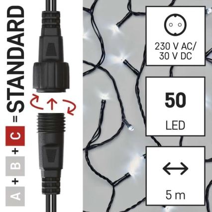 LED spoljašnji niz 50xLED/5m IP44 hladna bela
