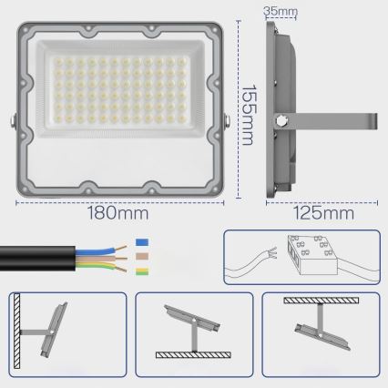 LED spoljašnji reflektor 50W/230V 4500K IP65 siva