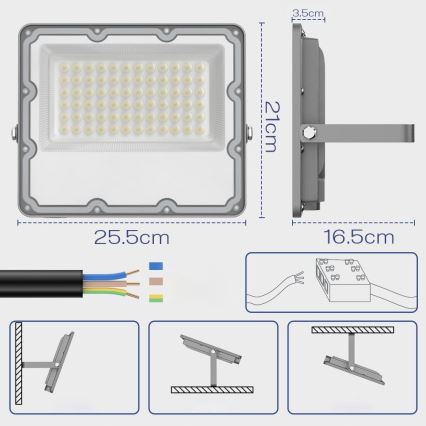 LED spoljašnji reflektor LED/100W/230V 4500K IP65 siva