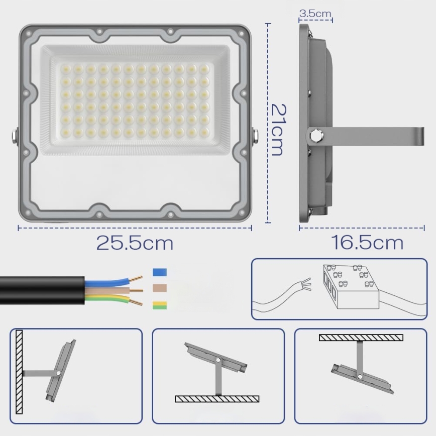 LED spoljašnji reflektor LED/100W/230V 4500K IP65 siva