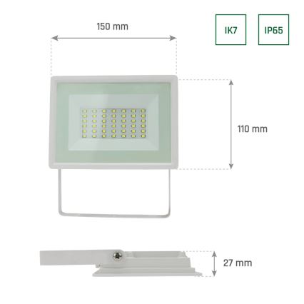 LED spoljašnji reflektor NOCTIS LUX 3 LED/30W/230V 3000K IP65 bela