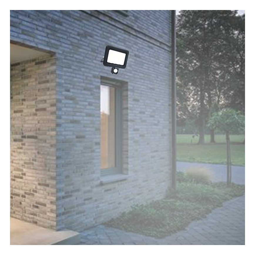 LED spoljašnji reflektor sa senzorom LED/50W/230V 4000K IP44 crna