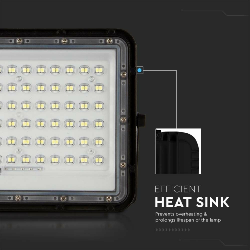 LED Spoljašnji prigušiva solarni reflektor LED/15W/3,2V IP65 4000K 12000 mAh crna + daljinski upravljač