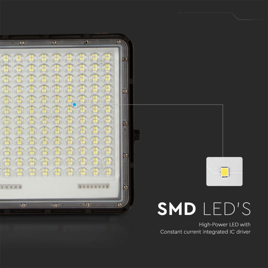LED solarni reflektor za spoljašnju upotrebu LED/30W/3,2V 4000K crni IP65 20000 mAh + daljinski upravljač