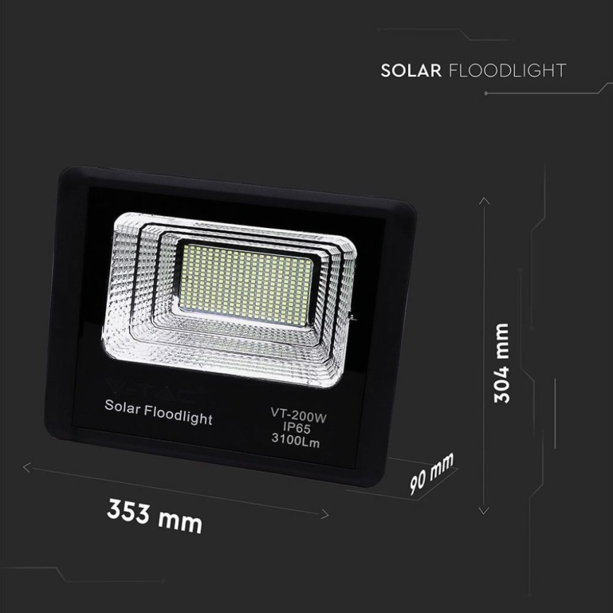 LED spoljašnji solarni reflektor LED/40W/10V IP65 6000K 20000 mAh + daljinski upravljač