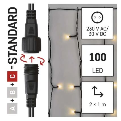 LED spoljašnji svetlosni niz 100xLED/1x2m IP44 topla bela