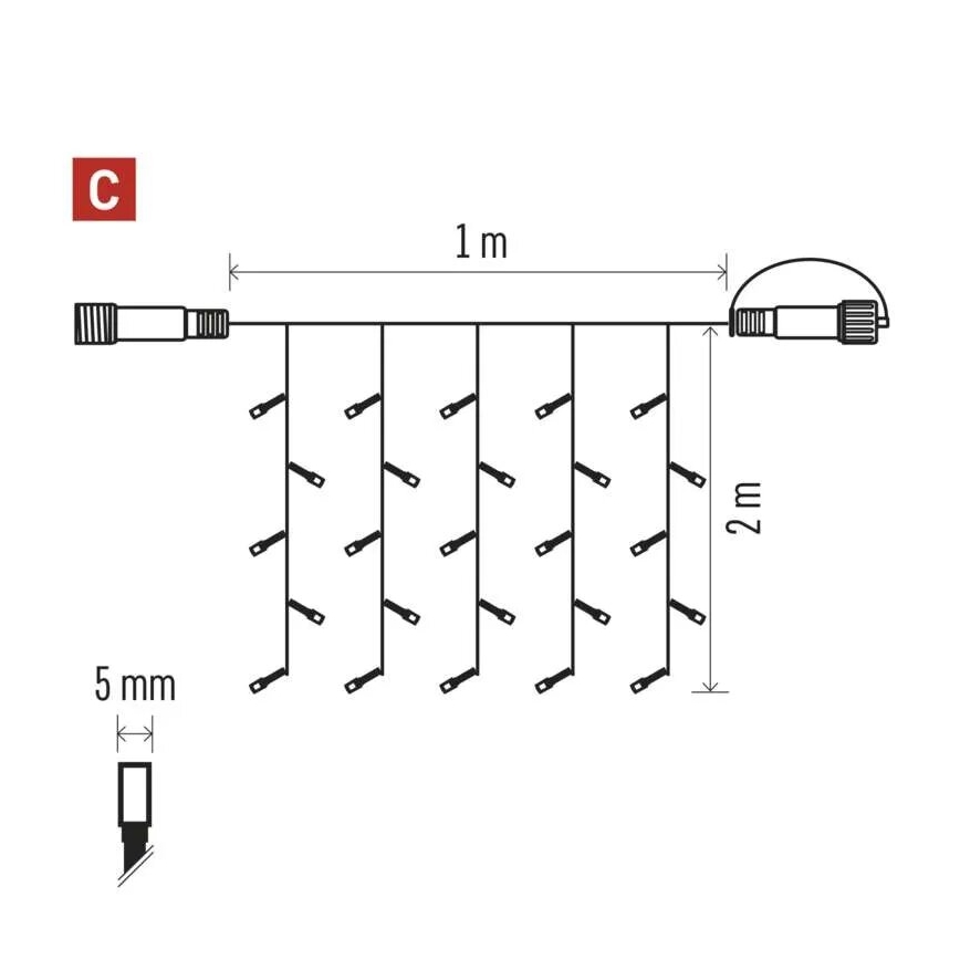 LED spoljašnji svetlosni niz 100xLED/1x2m IP44 topla bela