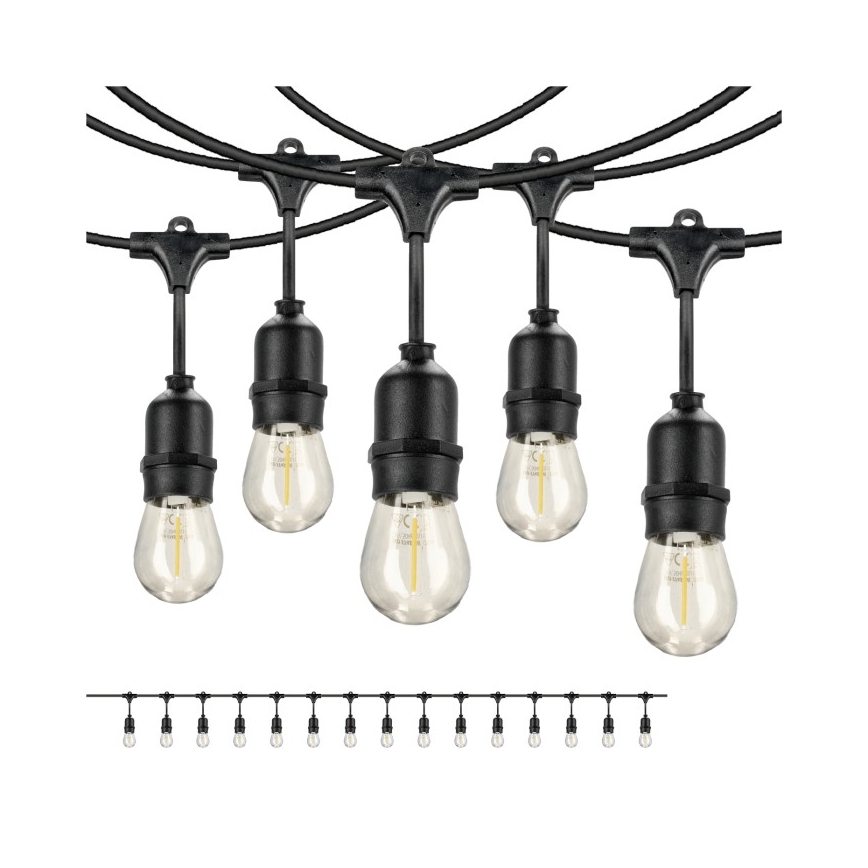 LED spoljna dekorativna girlanda BAJA ST64 15xE27/1W/230V 15,9m IP44 topla bela