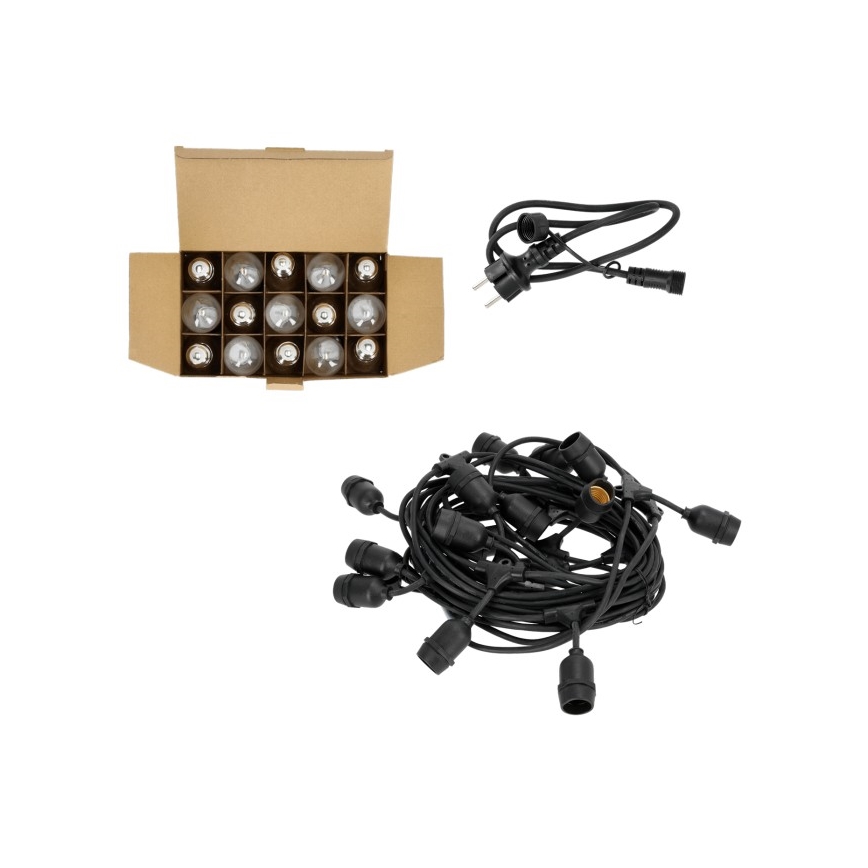 LED spoljna dekorativna girlanda BAJA ST64 15xE27/1W/230V 15,9m IP44 topla bela