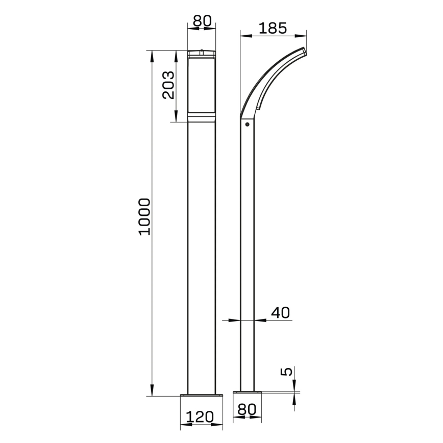 LED spoljna lampa AMY LED/12W/230V 100 cm IP44 crna