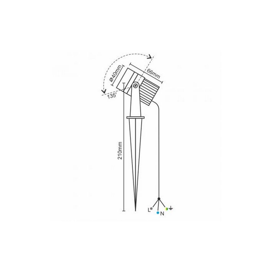 LED spoljna svetiljka 3W/230V, 2800 K, IP67, crna