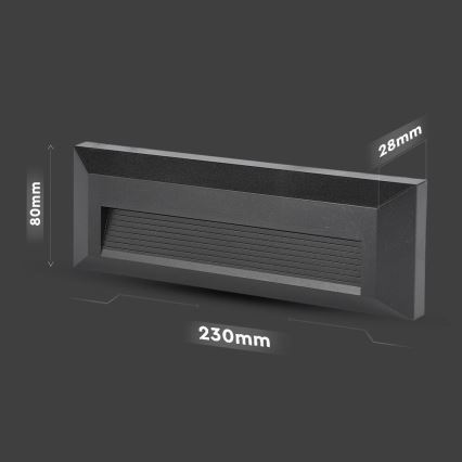 LED spoljna svetiljka za stepenište LED/3W/230V IP65 4000K crna