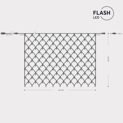 LED spoljna zavesa NET 240xLED/7,2W/230V 1,5x2 m IP44 topla bela