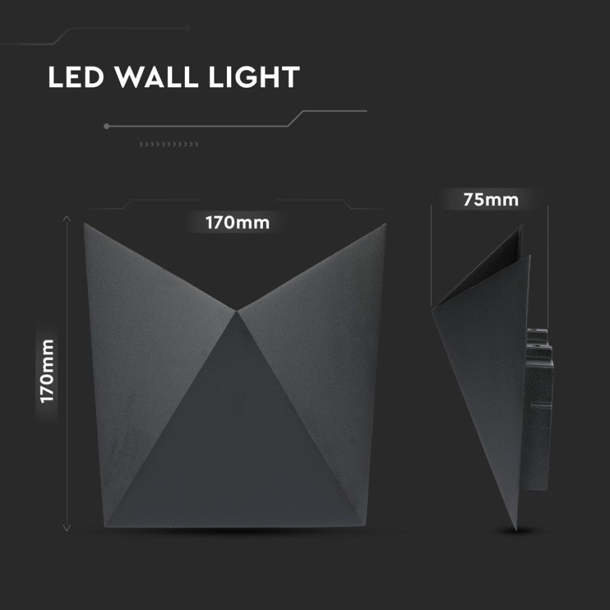 LED spoljna zidna svetiljka LED/5W/230V 3000K IP65 crna