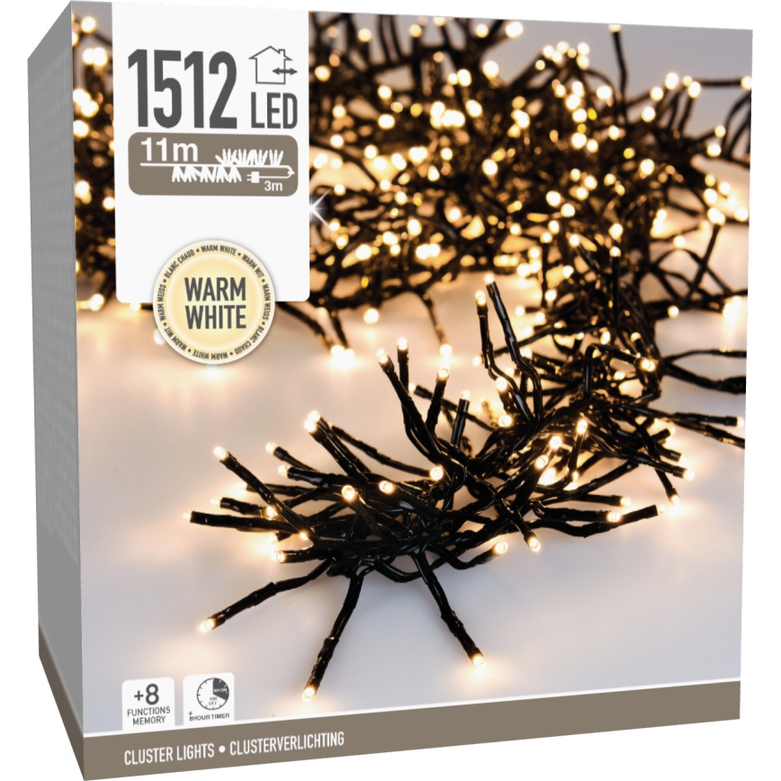 LED spoljni božićni lanac 1512xLED/230V/8 funkcija 14 m IP44 topla bela