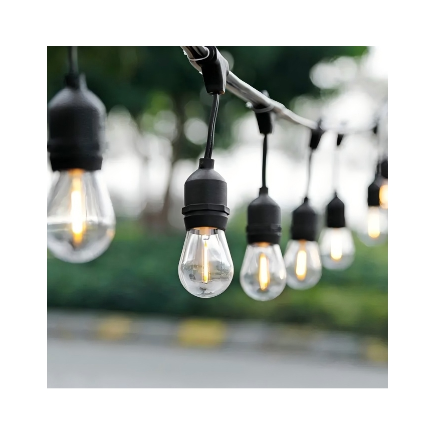 LED spoljni dekorativni lanac 10xE27/1W/230V 10 m IP65 crni