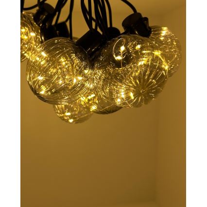 LED spoljni dekorativni lanac 10xLED/0,15W/230V 6,8 m IP44 crna/dimna