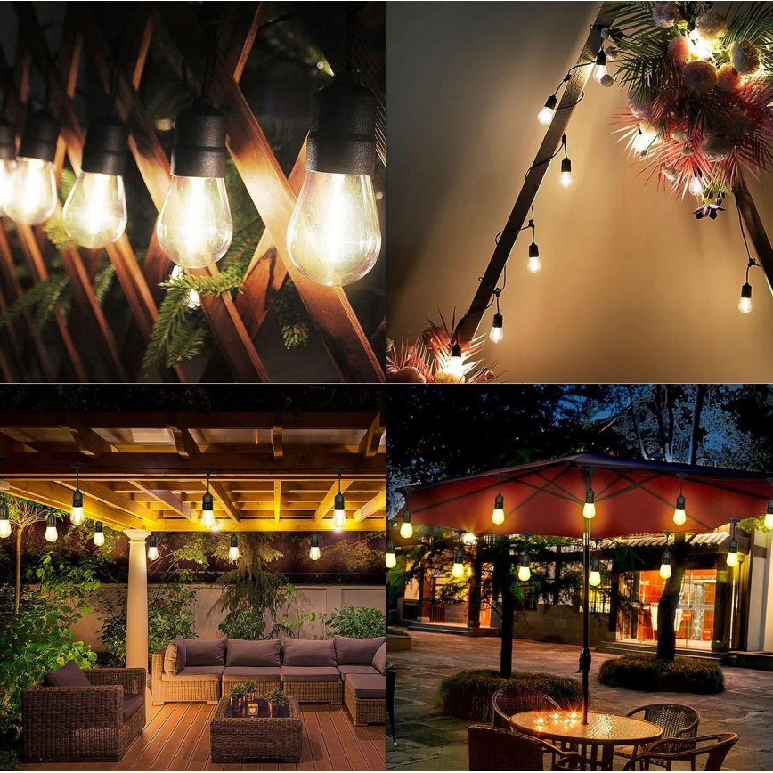 LED spoljni dekorativni niz 10xE27/1W/230V 6,44 m IP44 crna