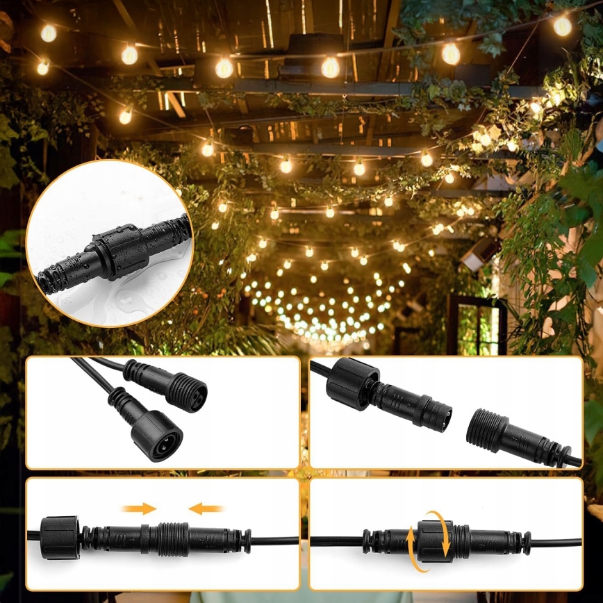 LED spoljni dekorativni niz 25xE12/1W/230V 17,5 m IP65 crna