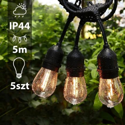 LED spoljni dekorativni niz 5xE27/1W/230V 5,94 m IP44 crna