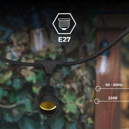 LED spoljni dekorativni niz 5xE27/1W/230V 5,94 m IP44 crna