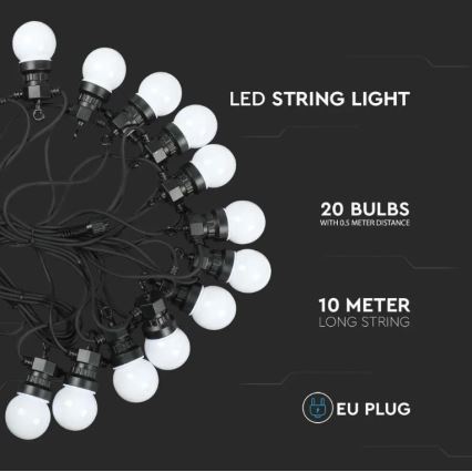 LED spoljni lanac STRING 10m 20xLED/0,5W/24/230V 3000K IP44