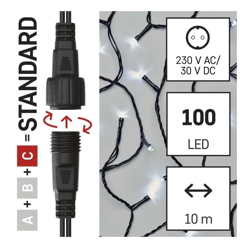 LED Spoljni  niz 100xLED/10m IP44 hladna bela