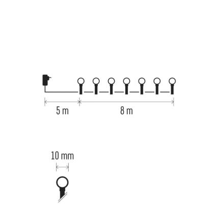 LED spoljni niz, 80 LED, 8 režima, 13 m, višebojni, IP44