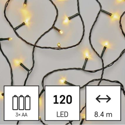 LED spoljni niz lampica 120xLED/3xAA 8,9m IP44 topla bela
