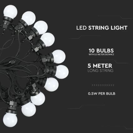 LED spoljni niz STRING 5m 10xLED/0,5W/230V IP44 3000K