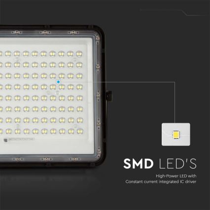 LED spoljni solarni reflektor LED/20W/3,2V 6400K, crni, IP65, 16000 mAh + daljinski upravljač