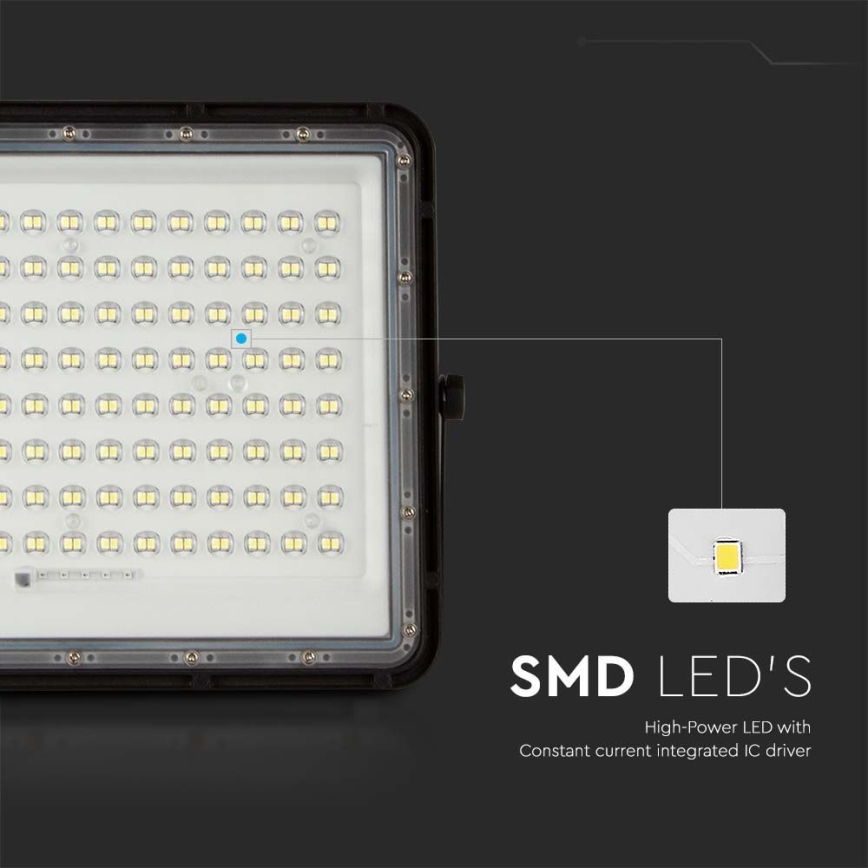 LED spoljni solarni reflektor LED/20W/3,2V 6400K, crni, IP65, 16000 mAh + daljinski upravljač