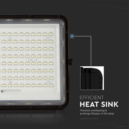 LED spoljni solarni reflektor LED/20W/3,2V 6400K, crni, IP65, 16000 mAh + daljinski upravljač