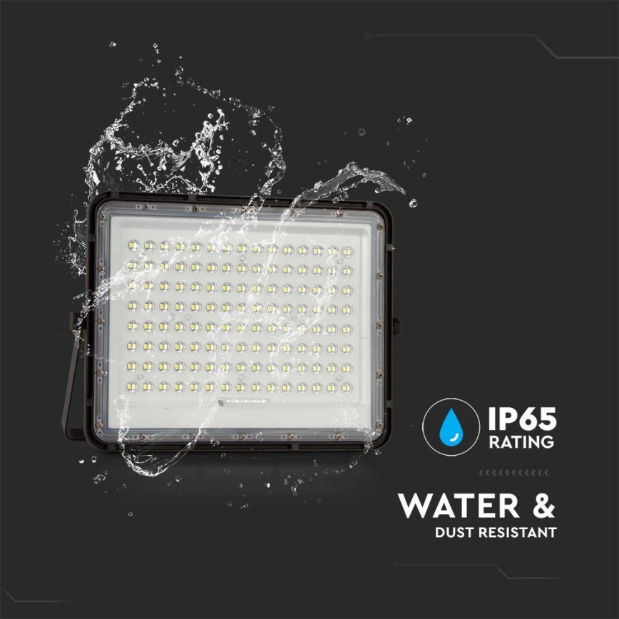 LED spoljni solarni reflektor LED/20W/3,2V 6400K, crni, IP65, 16000 mAh + daljinski upravljač