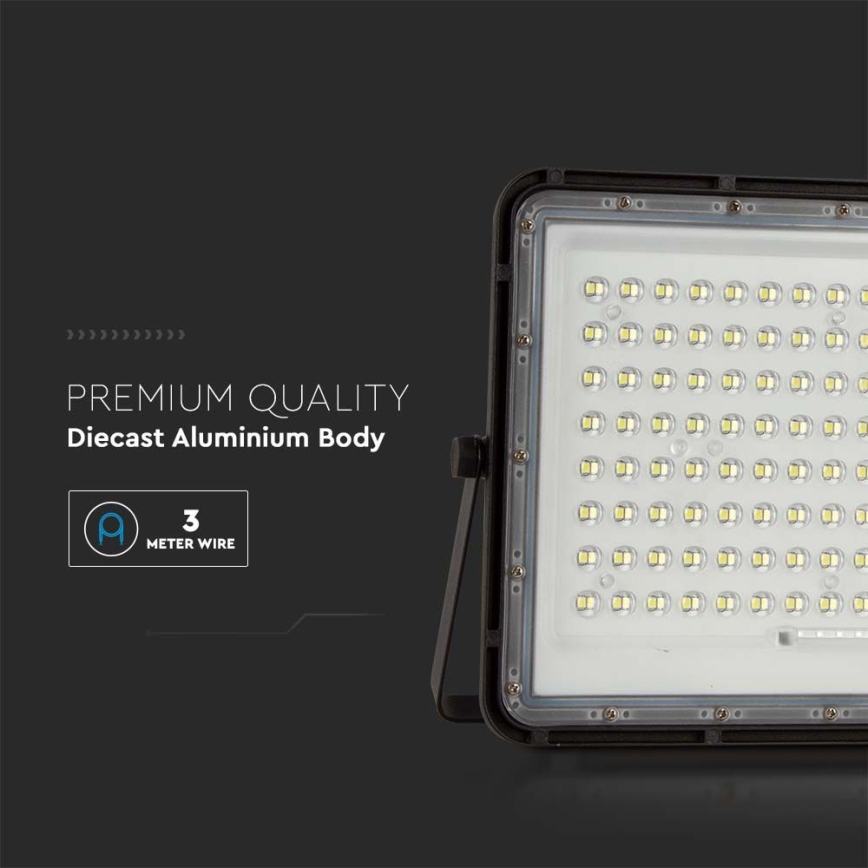 LED spoljni solarni reflektor LED/20W/3,2V 6400K, crni, IP65, 16000 mAh + daljinski upravljač