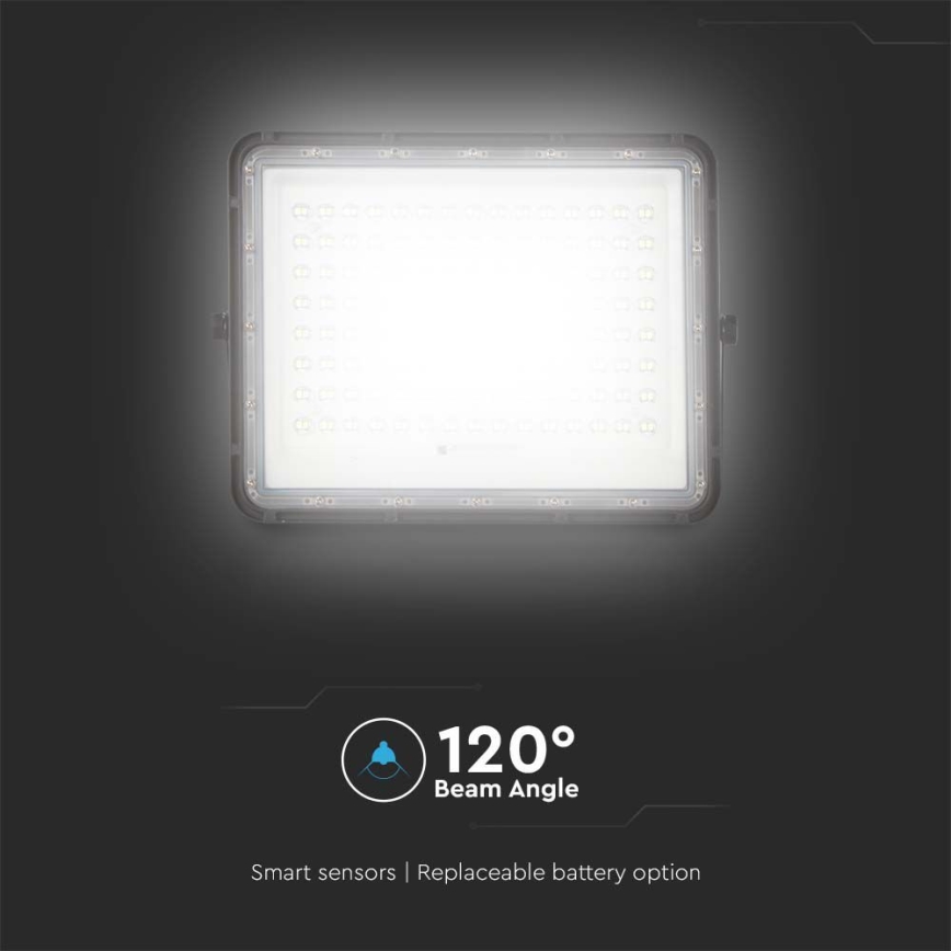 LED spoljni solarni reflektor LED/20W/3,2V 6400K, crni, IP65, 16000 mAh + daljinski upravljač