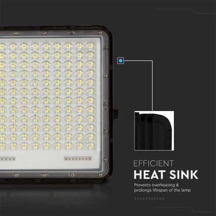 LED spoljašnji solarni reflektor LED/30W/3,2V 6400K, crni, IP65, 20000 mAh + daljinski upravljač