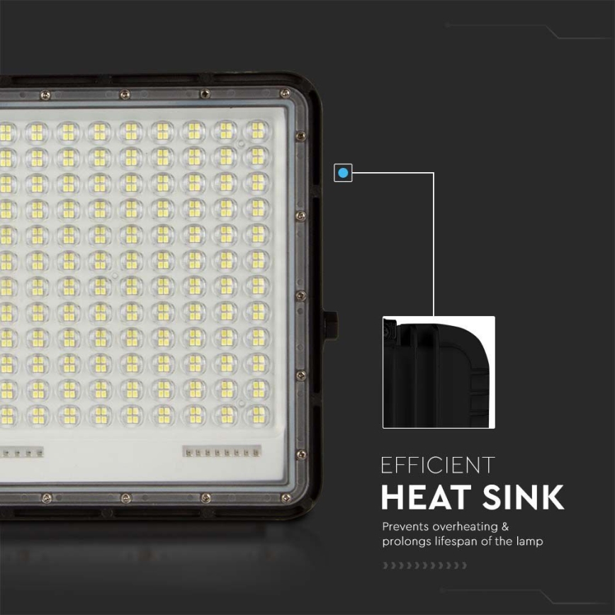 LED spoljašnji solarni reflektor LED/30W/3,2V 6400K, crni, IP65, 20000 mAh + daljinski upravljač