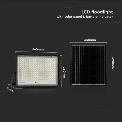 LED spoljašnji solarni reflektor LED/30W/3,2V 6400K, crni, IP65, 20000 mAh + daljinski upravljač