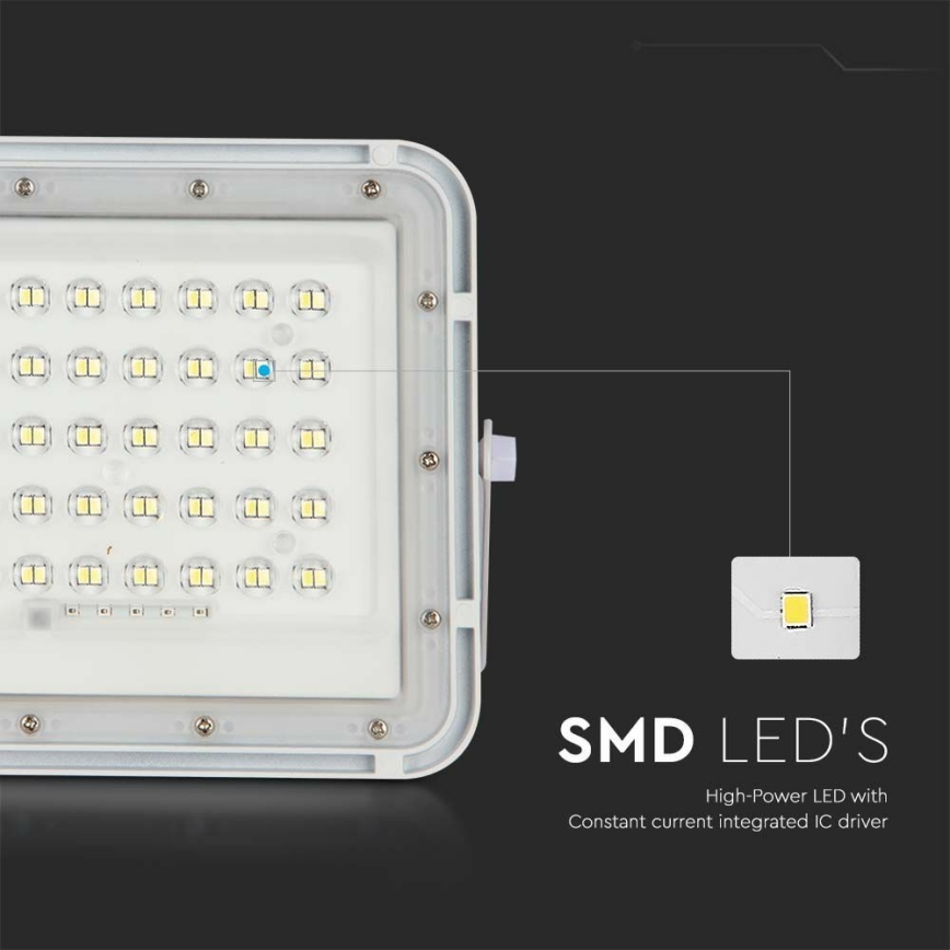 LED spoljašnji prigušiva solarni reflektor LED/6W/3,2V IP65 4000K 5000 mAh beli + daljinski upravljač